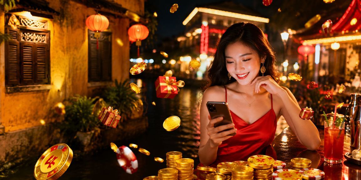 Chương trình ưu đãi hoàn tiền rebate tại Hội An với ánh đèn neon hiện đại hấp dẫn