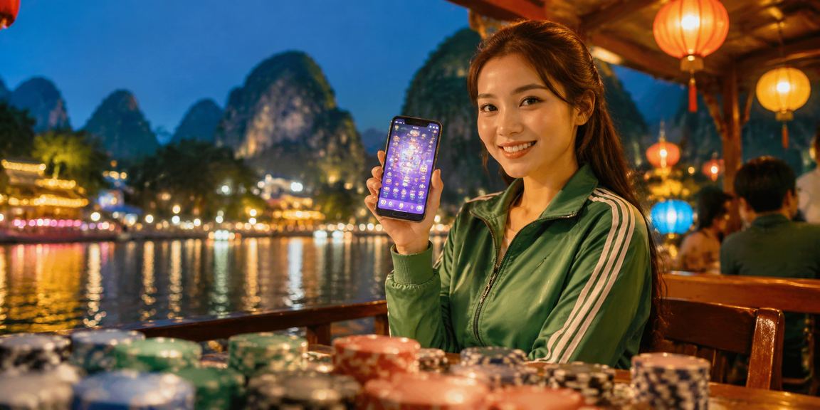 Người chơi tại chợ đêm Ninh Bình sử dụng điện thoại truy cập casino di động